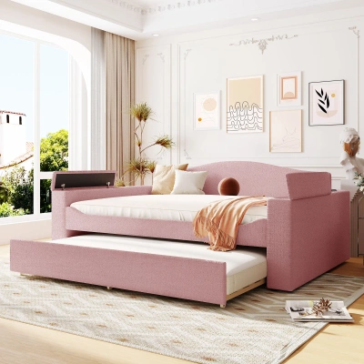 Simplie Fun Full Size Upholstered Daybed In Pink