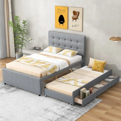 Simplie Fun Full Size Upholstered Platform Bed In Multi