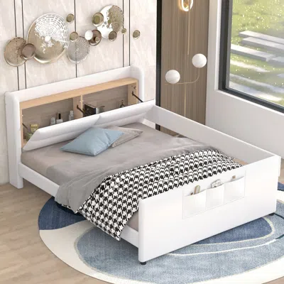 Simplie Fun Full Size Upholstered Platform Bed In White