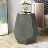 SIMPLIE FUN GEOMETRIC IRON SIDE TABLE WITH HAMMERED ANTIQUE SILVER FINISH, NO ASSEMBLY