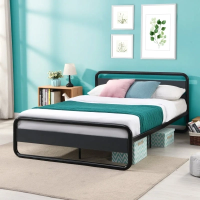 Simplie Fun Industrial Platform Queen Bed Frame/mattress Foundation In Black