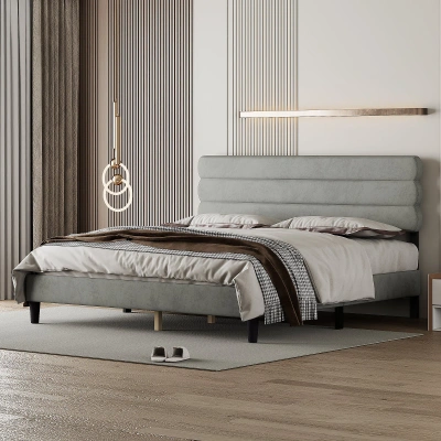 Simplie Fun King Bed Frame In Gray