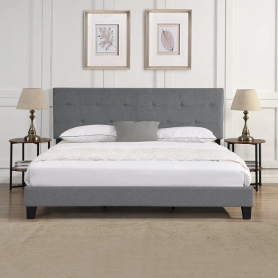 Simplie Fun King Size Upholstered Platform Bed Frame In Gray