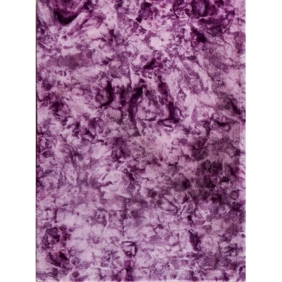 Simplie Fun Lily Luxury Chinchilla Faux Fur Rectangular Area Rug In Purple