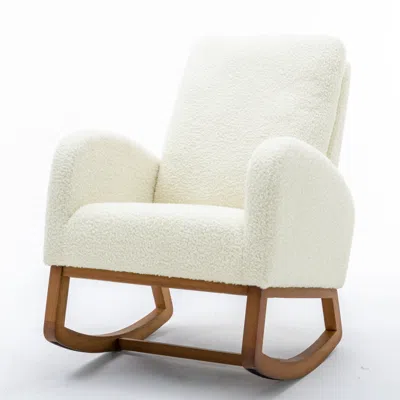 Simplie Fun Living Room Comfortable Rocking Chair Living Room Chair In White