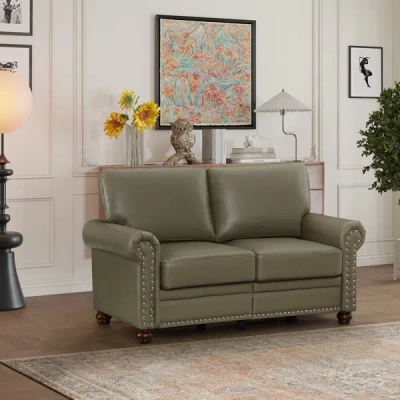 Simplie Fun Living Room Sofa Loveseat Chair Grey Faux Leather In Gray