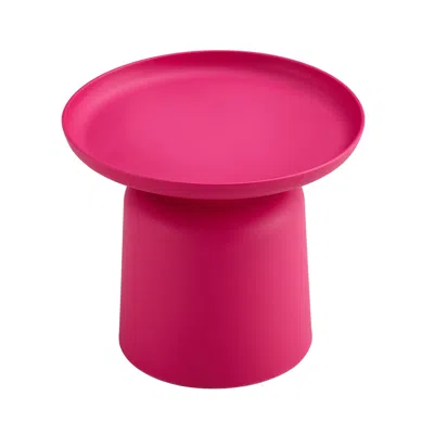 Simplie Fun Magenta Fashion Stylish And Versatile Plastic Round Side Table Indoor / Outdoor Use In Pink