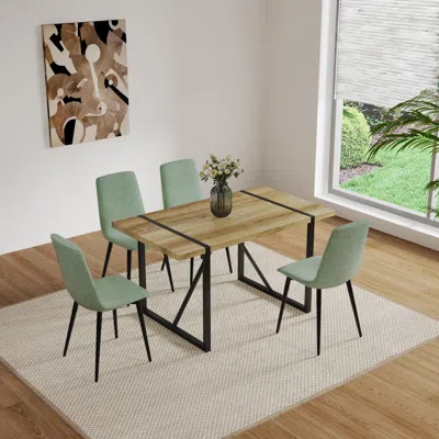 Simplie Fun Mdf Dining Table Set With Modern Chairs In Green