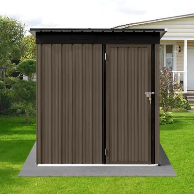 Simplie Fun Metal Garden Sheds 5ft×4ft Outdoor Storage Sheds Brown + Black