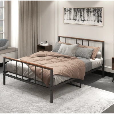 Simplie Fun Metal Platform Bed Frame In Brown