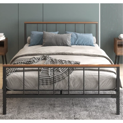 Simplie Fun Metal Platform Bed Frame In Gray