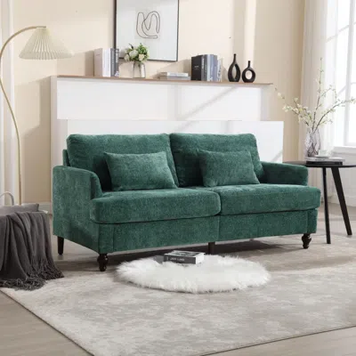 Simplie Fun Modern Chenille Fabric Loveseat, 2-seat Upholstered Loveseat Sofa Modern Couch In Green