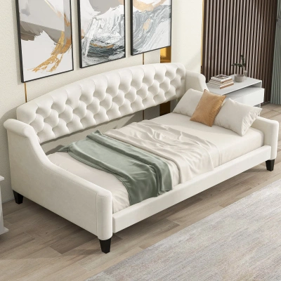 Simplie Fun Modern Luxury Tufted Button Daybed In White
