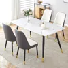 Simplie Fun Modern Minimalist Dining Table. White Imitation Marble Pattern