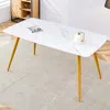 Simplie Fun Modern Minimalist Dining Table. White Imitation Marble Pattern