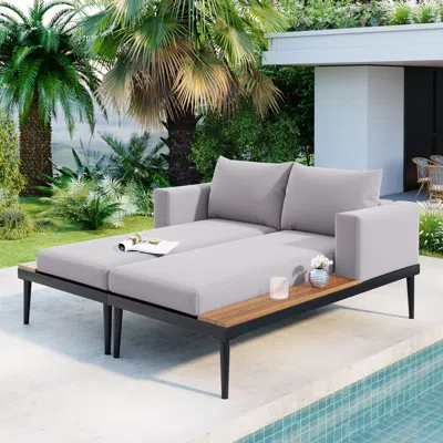 Simplie Fun Modern Outdoor Daybed Patio Metal Daybed In Multi