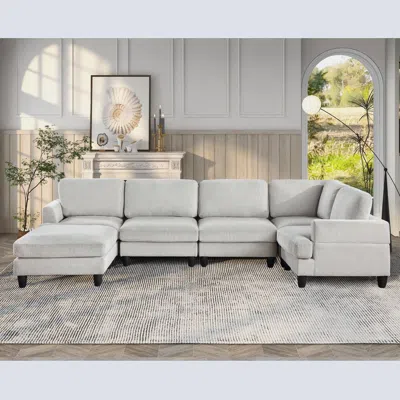 Simplie Fun Modular Sectional Sofa Couch With Ottoman Comfort Meets Customization In Gray