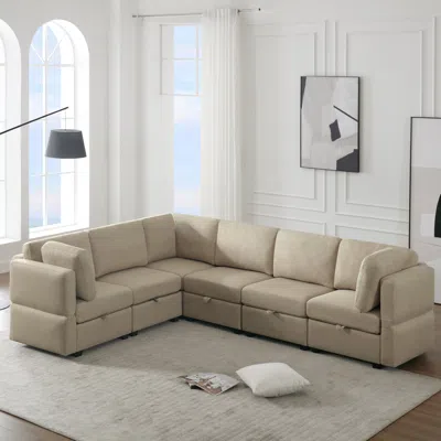 Simplie Fun Modular Sectional Sofa With Storage Adjustable Backs And