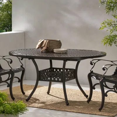 Simplie Fun Outdoor Expandable Aluminum Dining Table, Hammered Bronze Finish In Black