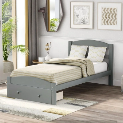 Simplie Fun Platform Twin Bed Frame In Gray