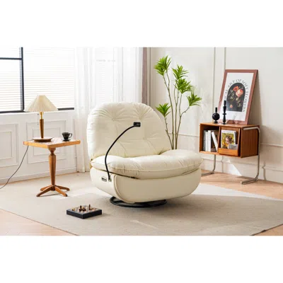 Simplie Fun Power Recliner Swivel Glider Usb Charger In White