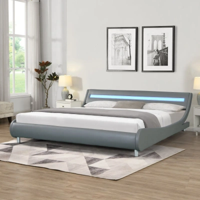 Simplie Fun Pu Leather Upholstered Platform Bed Frame In Multi