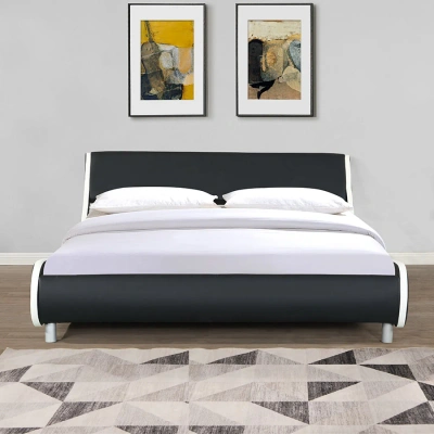 Simplie Fun Pu Leather Upholstered Platform Bed Frame In Black