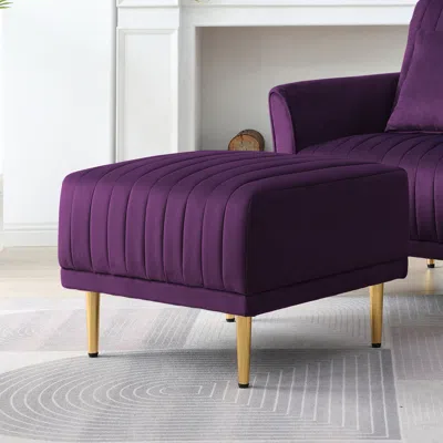Simplie Fun Purple Velvet Ottoman For Modular Sectional Living Room Sofa Or Chair
