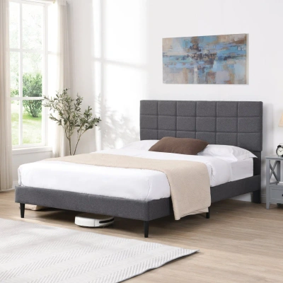 Simplie Fun Queen Size Platform Bed Frame In Gray