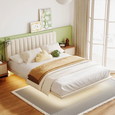Simplie Fun Queen Size Upholstered Bed In Neutral