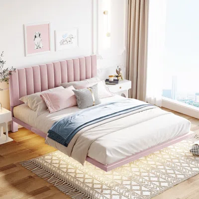 Simplie Fun Queen Size Upholstered Bed In Pink