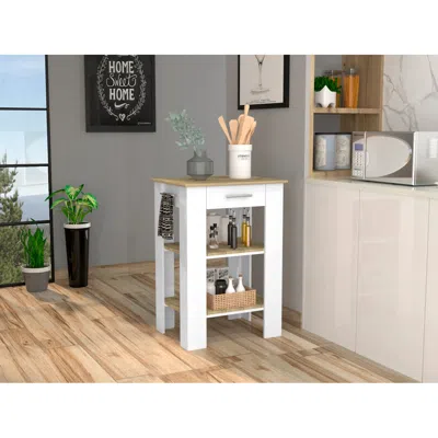 Simplie Fun Rockaway 1-drawer 2-shelf Kitchen Island White And Light Oak