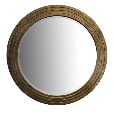 Simplie Fun Round Layered Wooden Frame Decor Wall Mirror In Transparent