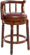 Simplie Fun Seat Height 26'' Swivel Cow Top Leather Wooden Bar Stools