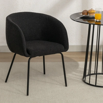 Simplie Fun Set Of 1 Boucle Fabric Dining Chair In Black