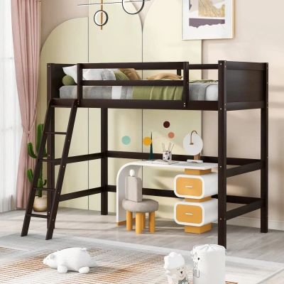 Simplie Fun Solid Wood Twin Size Loft Bed In Brown