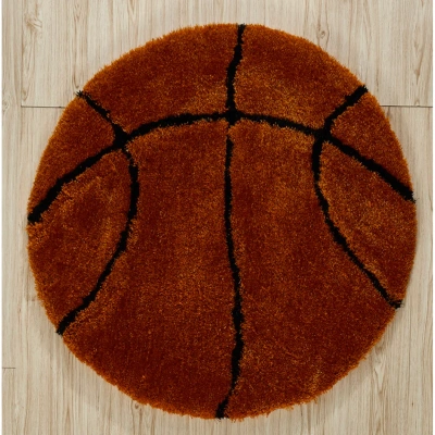 Simplie Fun Sports Theme Shaped Hand Tufted Extra Soft Shag Area Rug (36-in Diameter) In Brown