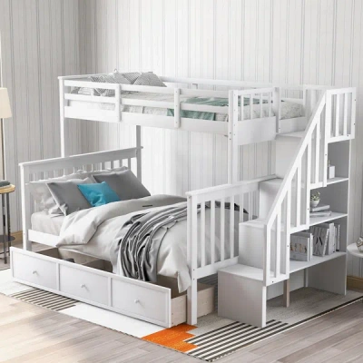 Simplie Fun Stairway Twin-over-full Bunk Bed In Red