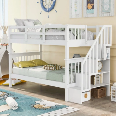 Simplie Fun Stairway Twin-over-twin Bunk Bed In White