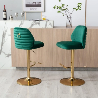 Simplie Fun Swivel Bar Stools Chair Set Of 2 Modern Adjustable Counter Height Bar Stools In Green