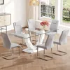 Simplie Fun Table And Chair Set, Large Modern Rectangular Glass Table, Can