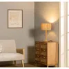 SIMPLIE FUN THEBAE SOLID WOOD 21.3" TABLE LAMP WITH IN-LINE SWITCH CONTROL AND GRASS MADE-UP LAMPSHADE