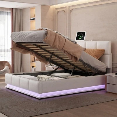 Simplie Fun Tufted Upholstered Platform Bed In Neutral