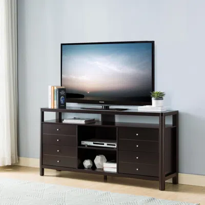Simplie Fun Tv Stand/buffet Red Cocoa In Black