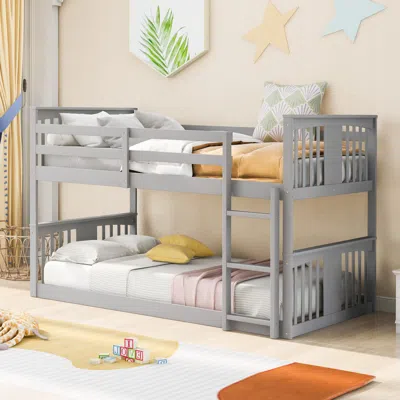 Simplie Fun Twin Over Twin Bunk Bed In Gray
