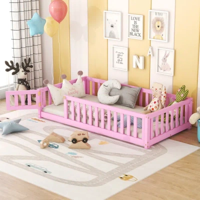 Simplie Fun Twin Size Bed Floor Bed In Pink