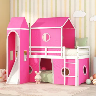 Simplie Fun Twin Size Bunk Bed In Pink