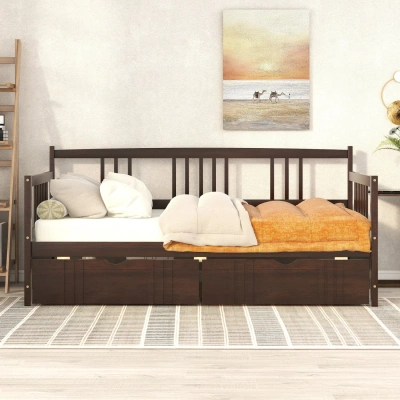 Simplie Fun Twin Size Daybed Wood Bed In Brown