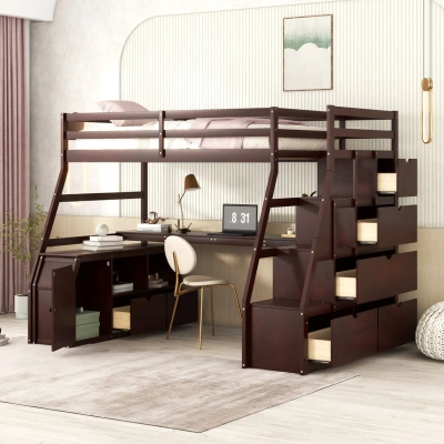 Simplie Fun Twin Size Loft Bed In Brown