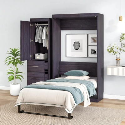 Simplie Fun Twin Size Murphy Bed In Purple